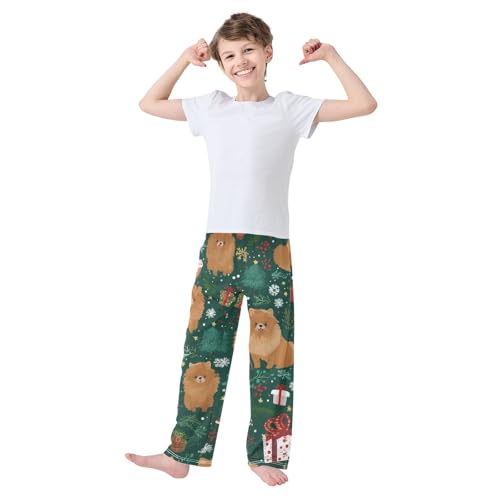 ZZXXB Pomeranian Pine Trees Boys Long Pants Soft Trousers Elastic Waist Kids Lounge Bottoms with Pockets S-XL3