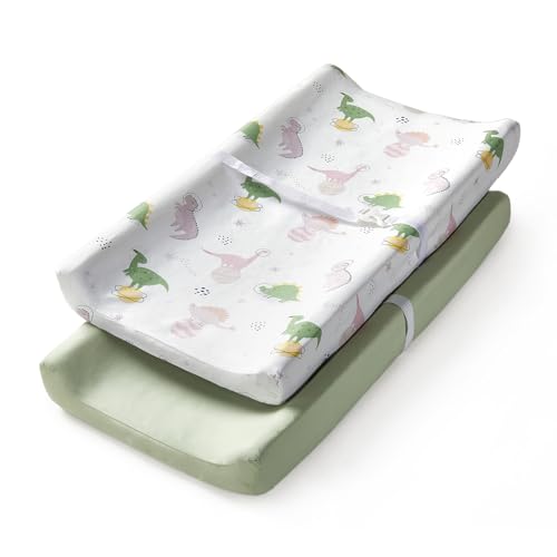 Image of Changing Pad Cover Set in Soft Jersey Material - Fits 32 inch /34''x16 Contoured Pad for Babies, Dinosaur Land