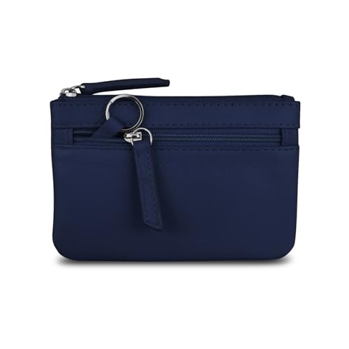 Image of ili New York Leather Mini Compact Coin Purse - Classic Navy