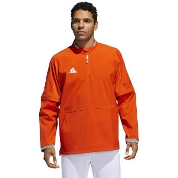 adidas Fielder's Choice 2.0 Convertible Cage Long Sleeve Jacket- Men's Baseball L Collegiate Orange/Core Heather