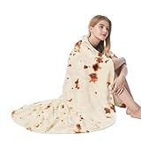 Admitrack Burrito Tortilla Blanket, Double Sided Super Soft Flannel Throw, Gag Novelty Tortilla White Elephant Gift for Christmas Adults Kids Couples Parties