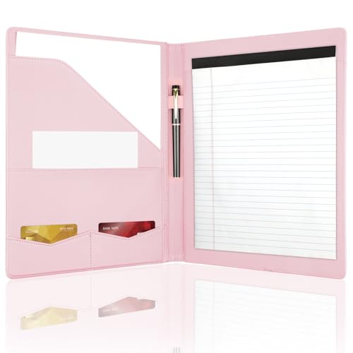 Image of Professional Padfolio Portfolio Binder, Faux Leather, Pink