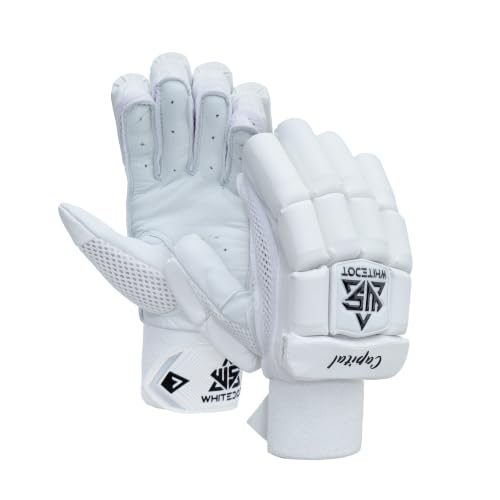Image of Whitedot Capital Cricket Batting Gloves||Suitable for Mens|Adult|Large Left Hand||White | Left Hand Perfect for Men /Large Left-Handed Players, Comfort for Professional Play, Lightweight |