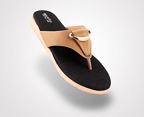 Image of HEALTH FIT Womens Black-Red Extra Soft Ortho Care Diabetic & Orthopedic Slippers / /Doctor Chappal & Flip Flop Footwear with Arch Support