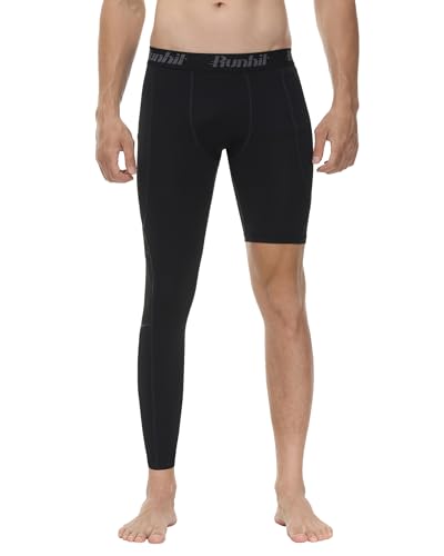 Runhit Men's Basketball One Leg Compression Tights Full Length Single Leg Compression Pants Sports Base Layer Underwear2