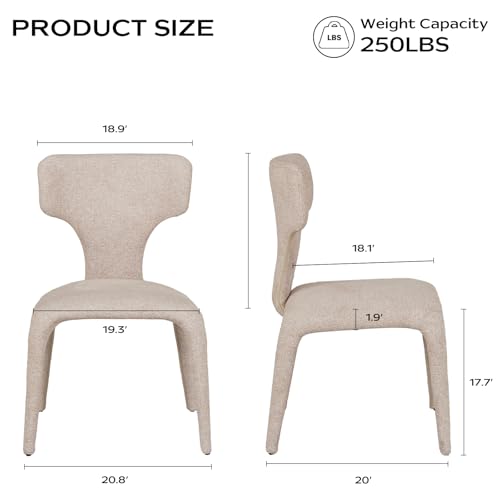Butaca curva minimalista beige tapizada miniatura 2
