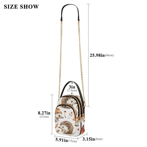 Cute Hedgehogs Mushroom Shoulder Handbag Women Quilted Chain Wallet Cell Phone Purse Cute Zipper Designer Bowler Tote3