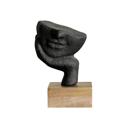 Image of Ellementry Restive Face Ecomix Sculpture - Black, Home Decor Showpiece Figurine for Living Room & Office, Modern Asthetic Tabletop Decorative Accent, Unique Gift Item for Shelf Decoration