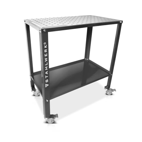 STAHLWERK Schweißtisch WT-960 ST 915 x 457 mm verzinkter Montagetisch mit 200 kg Tragkraft D22 Lochplatte pulverbeschichteten Beinen und Ablagefach