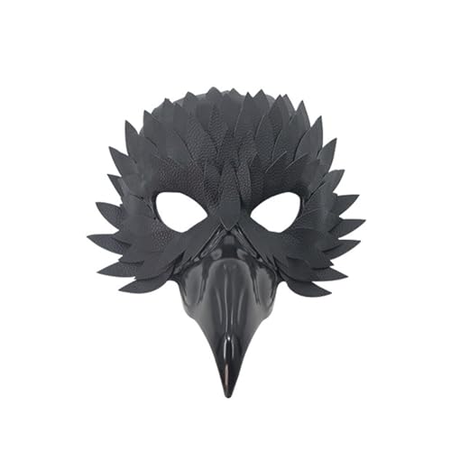 Half Face Crow Mask Realistic Black Raven Mask Halloween Bird Costume for Role-Play Party Masquerad Crow Masks Outfit (Black)