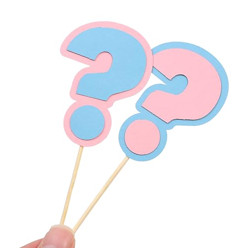 Pink and Blue Question Mark Cupcake Toppers - Baby Shower