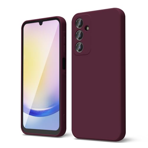 oakxco für Samsung Galaxy A25 5G Hülle Silikon Case mit Kameraschutz Ultra Dünn Bunt Handyhülle Mädchen Einfarbig Handy Hülle Slim Schutzhülle Matt TPU Weich GummiSilikonhülle Weinrot Bordeaux
