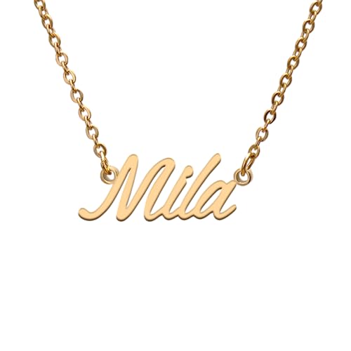 GR859C Mila Name Tag Necklaces for Her His Friends Familys Relationship Memory Jewelry Gift