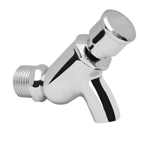 Image of HPF Push Cock Bib Tap for Bathroom Accessories, Kitchen, Wash Basin, Kitchen Sink PMT /Brass Bib Tap for Wash Basin (Chrome Finished /Silver)|Push Bib Cock| Cooler Tap