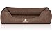 Knuffelwuff Orthopädisches Hundebett Tampa aus laser-gestepptem Kunstleder XXL 120 x 85cm Braun