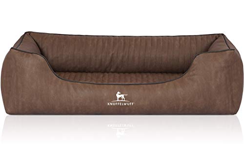 Knuffelwuff Orthopädisches Hundebett Tampa aus laser-gestepptem Kunstleder XXL 120 x 85cm Braun