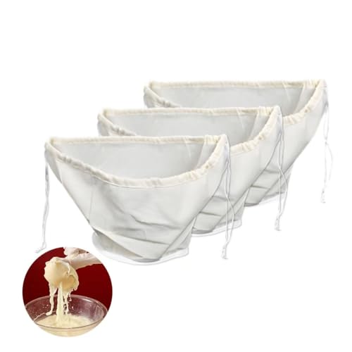 ポクミル 高密度 ガーゼ 3枚セット【引き紐付き】綿100% 豆腐作り チーズ こし 絞り 蒸し 酢飯作り 水切りヨーグルトにも 使う 万能 料理 クッキング 無漂白 無蛍光晒 天然素材 調理用品 (純綿 3枚, M 41*16.5*15cm)