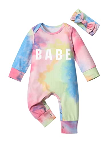 Image of Von kilizo Baby Girl Clothes Cute Floral Infant Newborn Baby Clothes for Girls Letter Print Snap Baby Girl Romper Jumpsuit