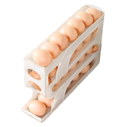 Soporte para huevos de 4 niveles para el frigorífico, organizador de nevera enrollable, duradero y ahorra espacio, contenedor de almacenamiento de huevos de 4 capas para el suministro de alimentos en