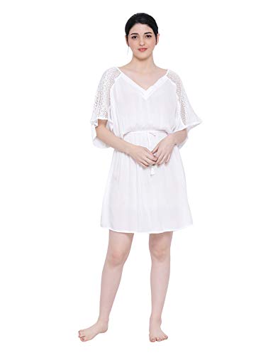 Image of oxolloxo Women's V-Neck Solid A-Line Nightwear Dress