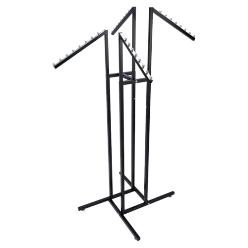 SSWBasics Black 4 Way Adjustable Clothing Rack with Slanted Arms