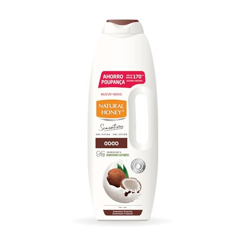 Natural Honey, Gel de Ducha con Extracto Natural de Coco Hidratante y Suavizante, con Hydradermal Complex para una Piel Suave, Fresca y Protegida, Aroma Tropical, Línea Sensations, 1350 ml