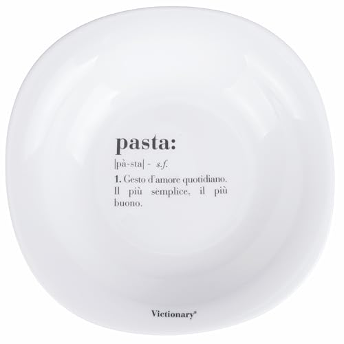 Lot de 6 assiettes creuses carrées 23x23 cm en verre opale, Victionary Pasta