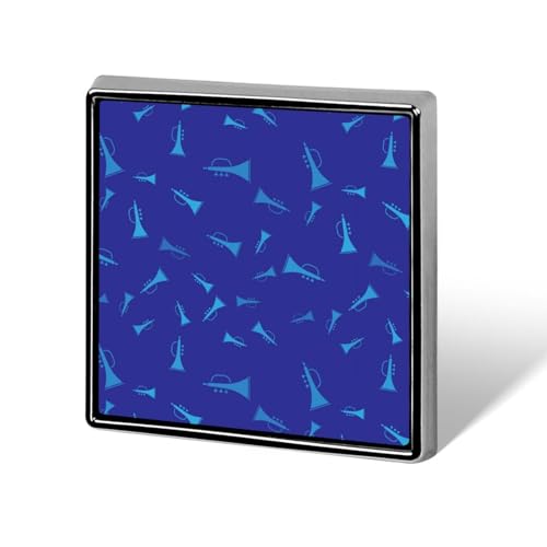 Pin cuadrado de trompeta de instrumento musical azul, insignia de solapa de moda, broche decorativo para chaquetas, faldas, bolsos, traje