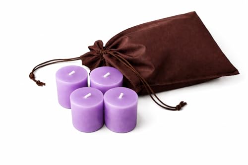 Velas Aromáticas de lavanda Bonyelite (Pack 4) con Bolsa de Tela – Velas Perfumadas para Spa, Relax y Decoración (Lavanda)