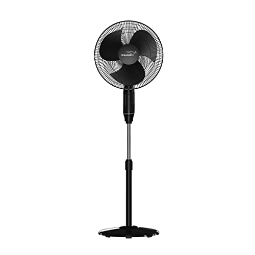 Image of V Guard Gatimaan Pro HSP N High Speed Pedestal Fan | 3 Adjustable Fan Speeds | Rust Resistant ABS Body | Powerful 2100 RPM Motor | Black | 40 cm (400mm)