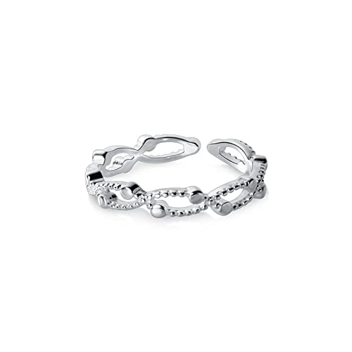Bague réglable pour femmes en argent S925 avec croix ouverte et perles lumineuses ovales