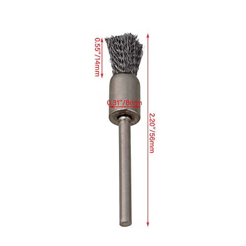 Image of ETFBUY 10PCS Silver 8mm Stainless Steel Extended Pen Shape Wire Brush Sweeping for Compatible Rotary Tool