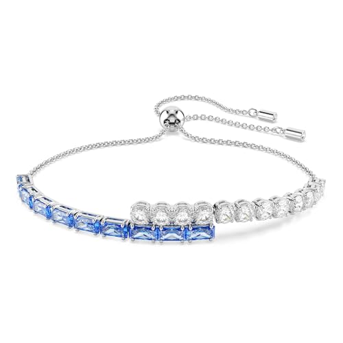 Swarovski Matrix Armband, Verschiedene Schliffe, Blau, Rhodiniert