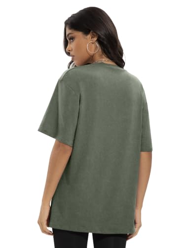 Image of Siimcuzy 2 /4 Pack Oversized Tshirts for Women Short Sleeves Workout Tops