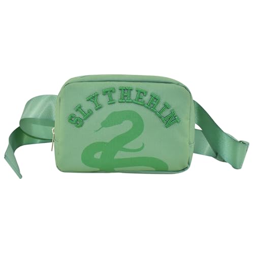 Harry Potter Fanny Pack Polyester Crossbody Waist Bag with Adjustable Strap and Zippered Pockets for Men and Women Slytherin
