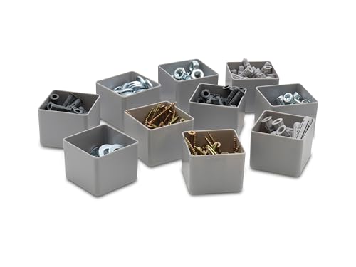 1a-TopStore 10 Stk. Einsatzkästen Einsatzboxen Schubladen-Einsatzkasten Sortierboxen, 32 Größen, 5 Farben (grau, 49x49x40 mm) – Ansicht 2