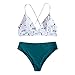Zldhxyf Easy Tops damski strój kąpielowy, pompka, bikini, moda kąpielowa, wyściółka kwiatowa, zestaw do kostiumów kąpielowych, tankini, płaski, cyfrowy zegarek na rękę, męski, zielony, M