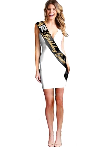 RhinestoneSash 70th Birthday Gifts for Mom - PREMIUM GRADE SATIN Sash - Birthday Party Supplies2
