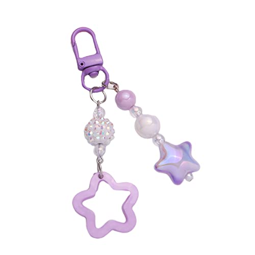 グラデーション五芒星チャームキーホルダーバッグペンダント装飾手作りキーリングハンドバッグアクセサリー永続的なバッグチャームキーホルダー装飾