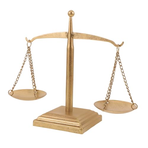GETAJGHSD Ornement de Bureau en Fer Doré Style Vintage Balance Justice Décoration Classique pour Cabinet D'avocat Espace de Travail Légal