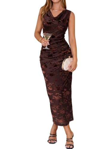 Simplee Womens Velvet Cowl Neck Fall Formal Wedding Guest Maxi Dress 2026