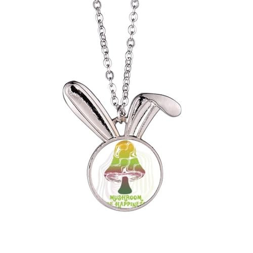Collier champignon vert pendentif lapin, le cadeau d'anniversaire idéal
