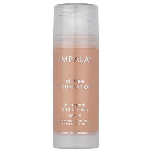 IMPALA | Base de Maquillaje Oil-Free Color Nº 02 | Acabado sedoso y luminoso | Maquillaje Ligero Sin Aceite | Con Protección Solar SPF15, Vitamina E y Extracto de Aloe | Todo tipo de pieles | 30 ml