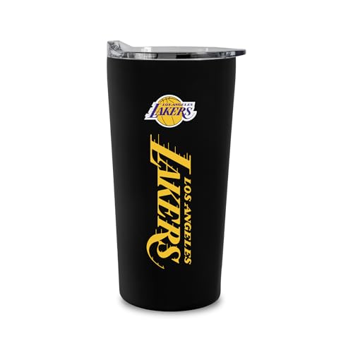 Image of Rico Industries NBA Basketball Los Angeles Lakers Black 18oz Soft Touch, Easy Grip Tumbler