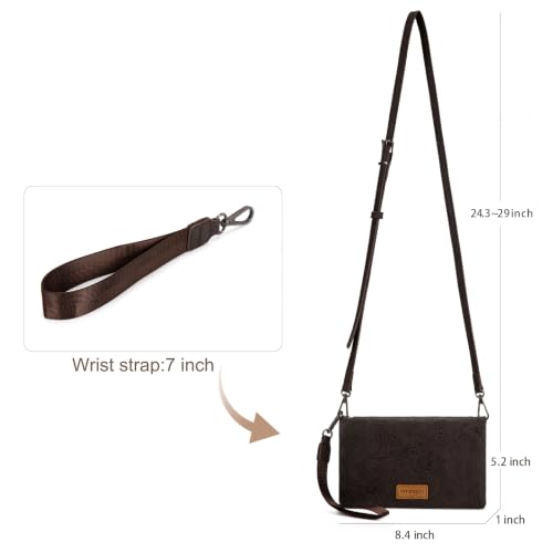 Image of Montana West Wrangler Crossbody Wallet Purse for Women Western Floral Embossed Clutch Small Purse Credit Card Holder WG176-4001-1CF