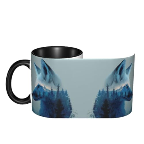Wolf Coffee Mug Novelty Tea Cup Ceramic Mugs 11 oz for Office Home Kitchen by Yrebyou - Used condition - Image 3