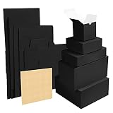Belle Vous Lot de 50 Boite Cadeau Noire – 5 Tailles de Boite Papier Kraft Noir - Boite Carton Noire Emballage Cadeau Facile à Assembler pour Fêtes, Anniversaires, Mariages - Avec Couvercles