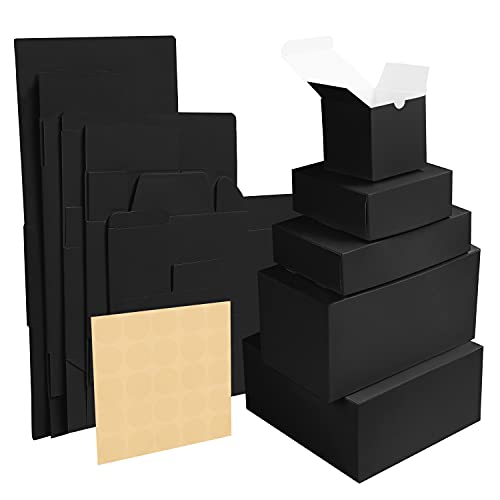 Kurtzy Lot De 12 Boîtes Cadeau Kraft Noir Pour Bijoux - Avec Mousse De Protection