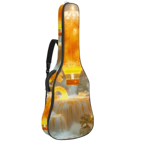 Housse de guitare acoustique étanche 41 pouces à motif montgolfière jaune