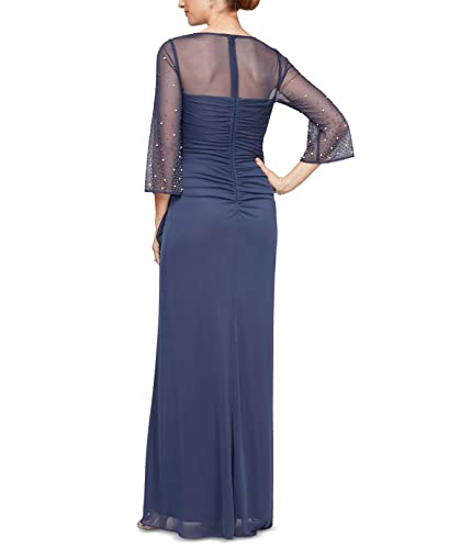 Image of Alex Evenings Women's Long A-line Mother of The Bride Dress with Illusion Neck and Sleeves (Petite and Regular Sizes)